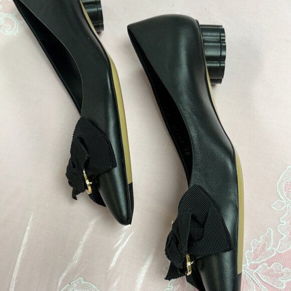 NEW-Salvatore Ferragamo-54595-Women Black Leather heel Dress shoes.Sz-8B.Italy. - Picture 8 of 14